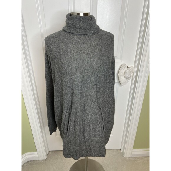 Garnet Hill Wool Cashmere Sweater Sz XS Gray Poncho Oversized Turtleneck - Picture 3 of 13